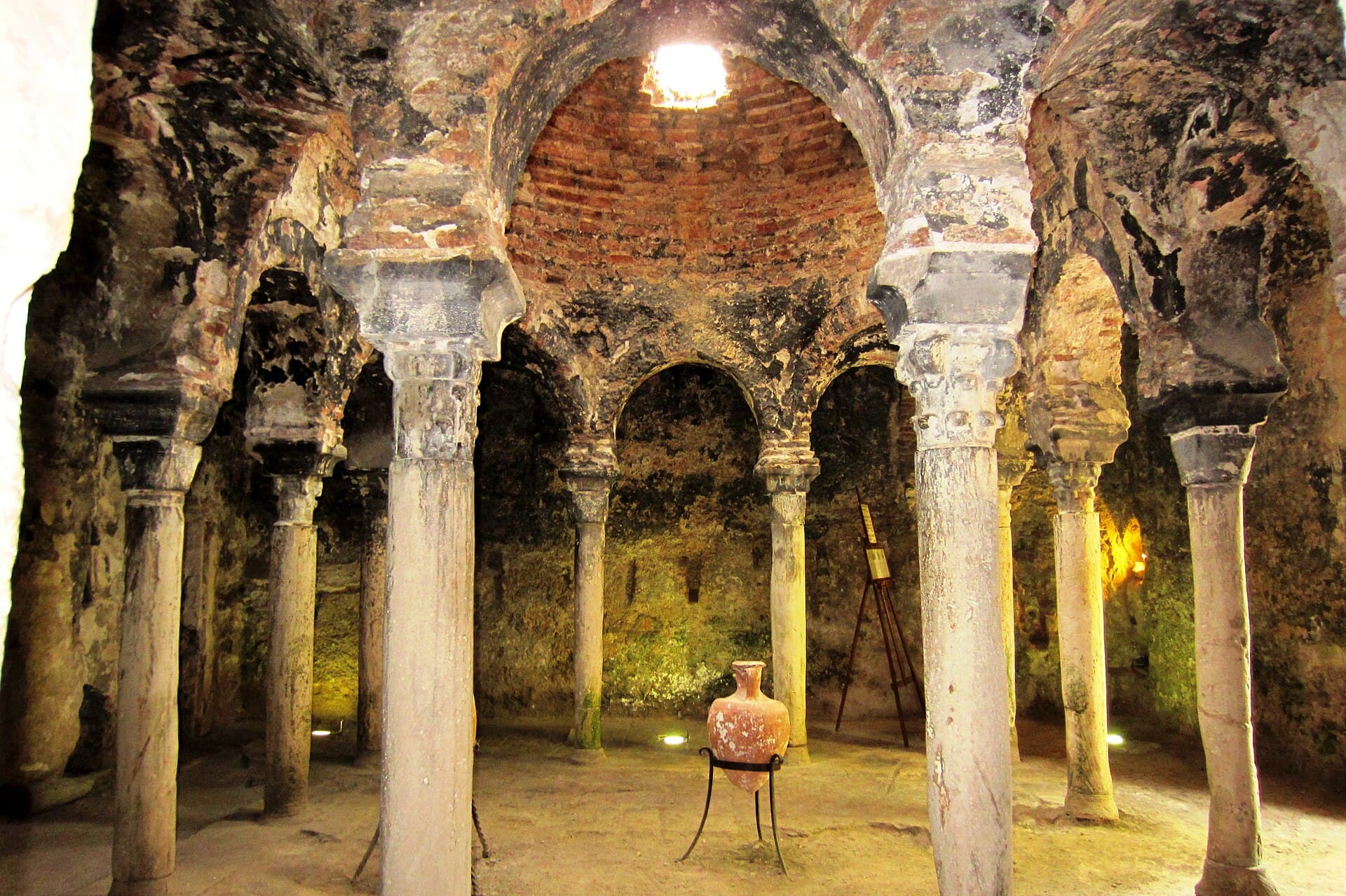 The domed chamber of the Arab Baths in Palma with its columns