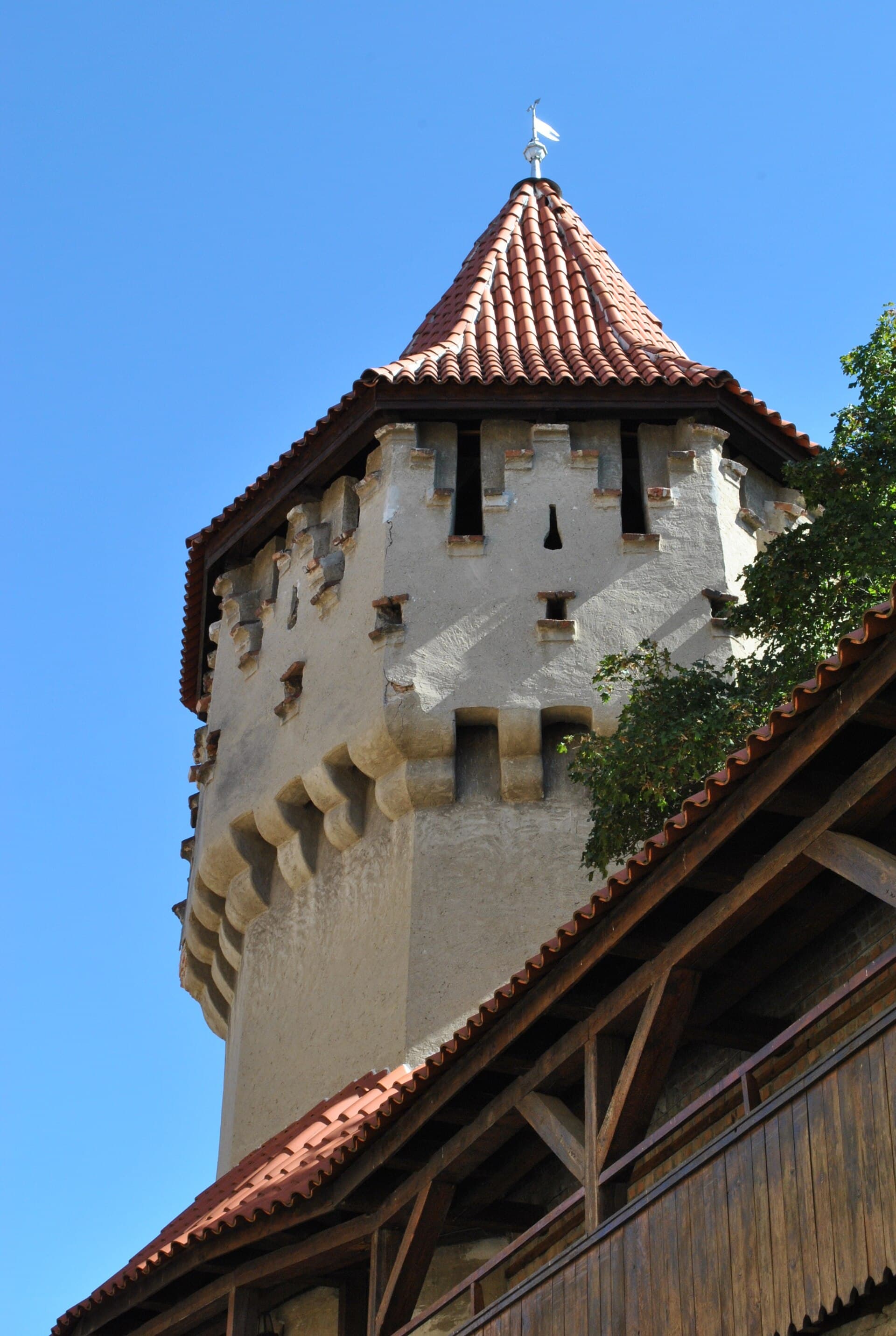 The tower's stone mass with its firing openings