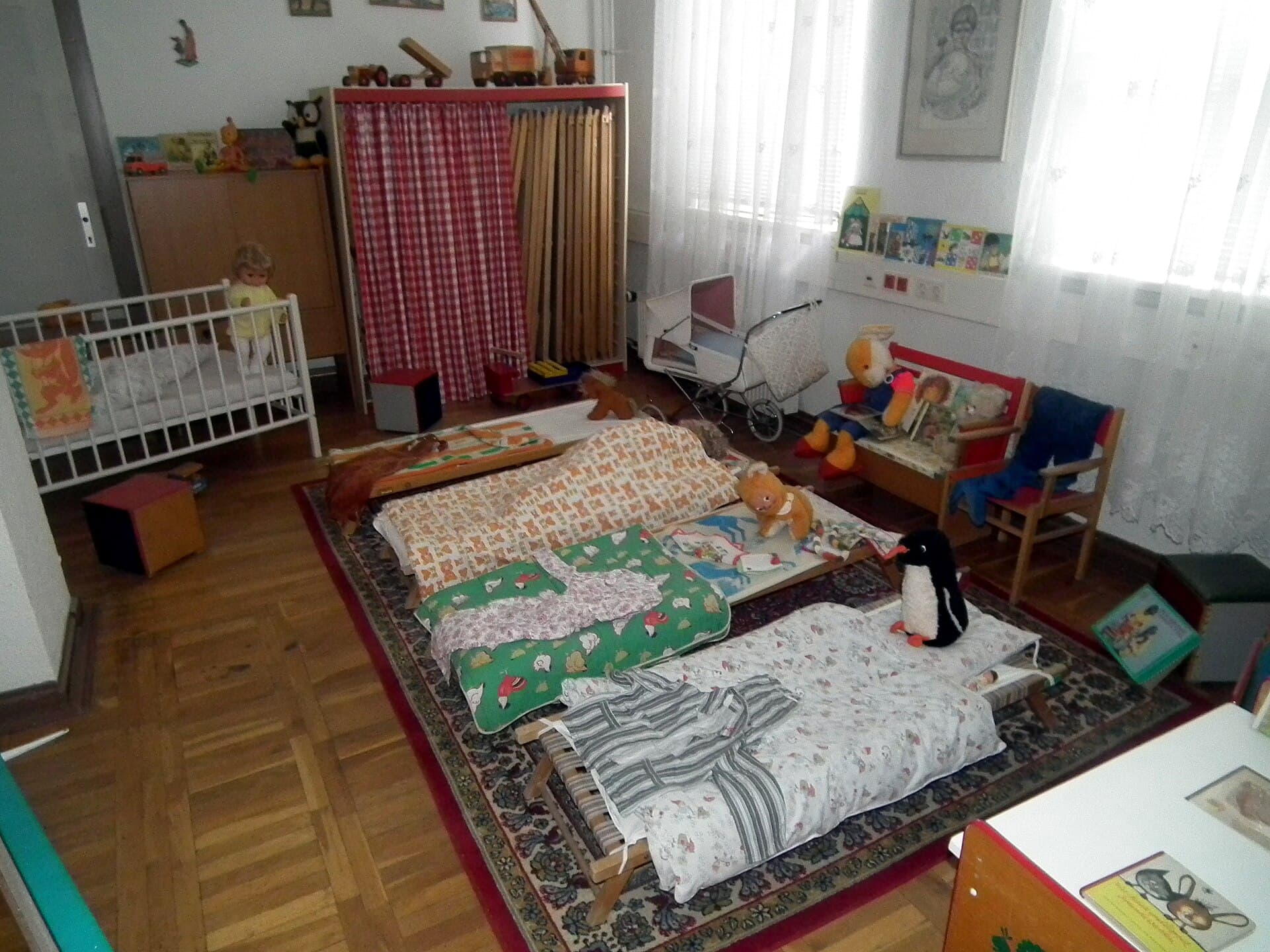 A kindergarten corner with period toys and furniture