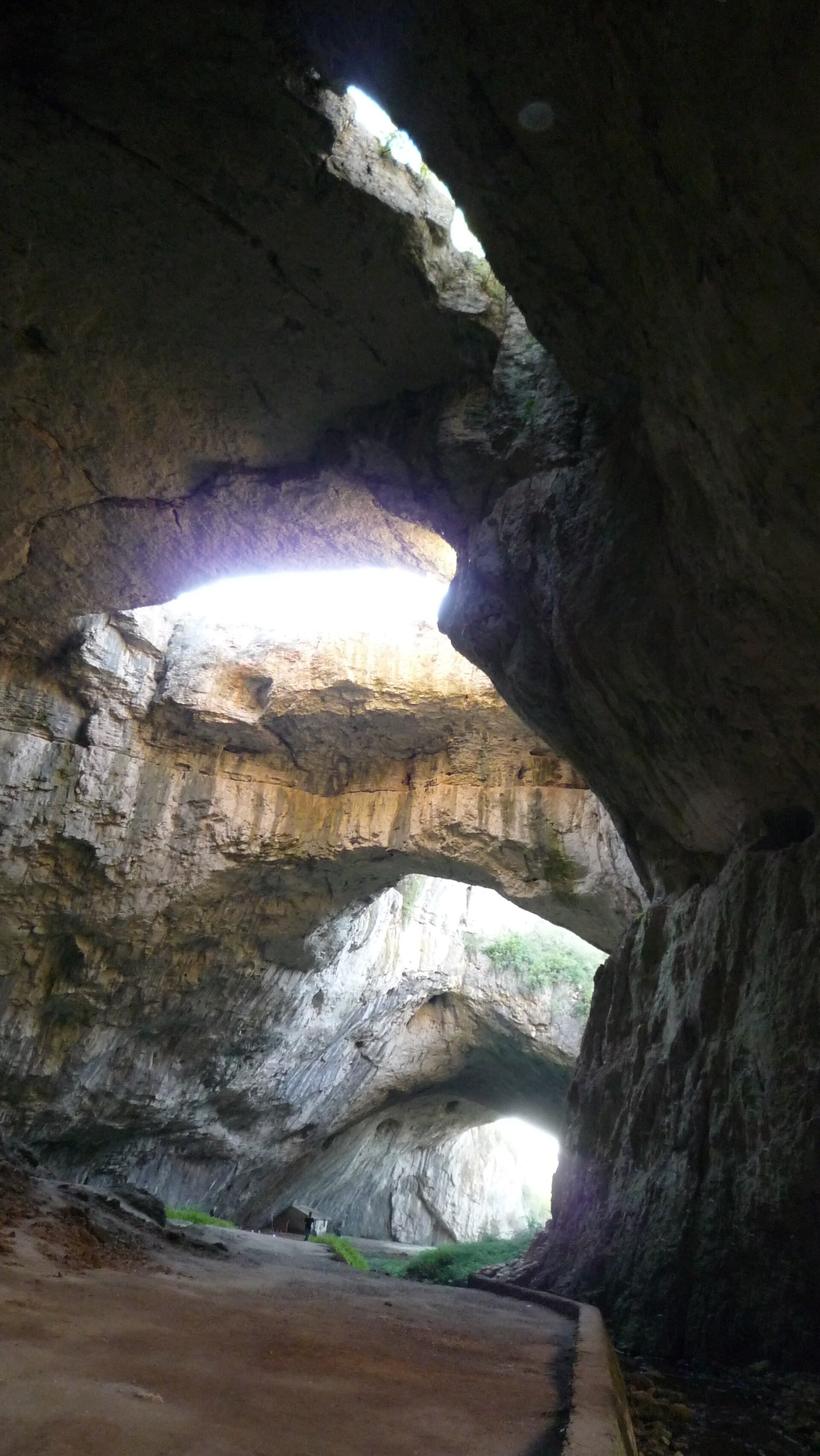The columns of light falling from the roof openings