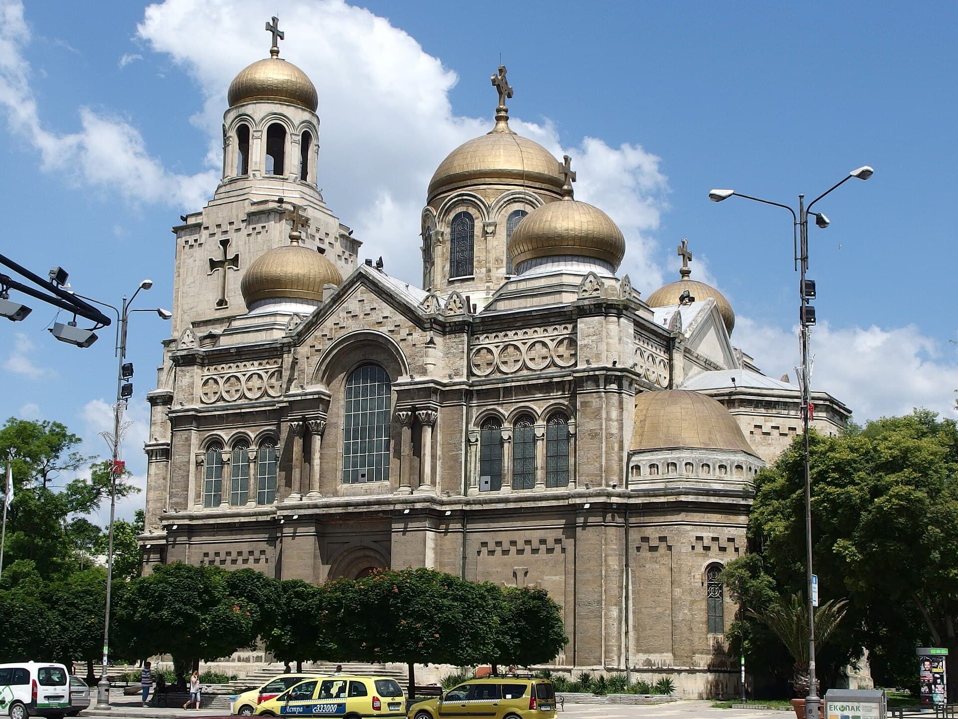 The cathedral's neo-Byzantine façade