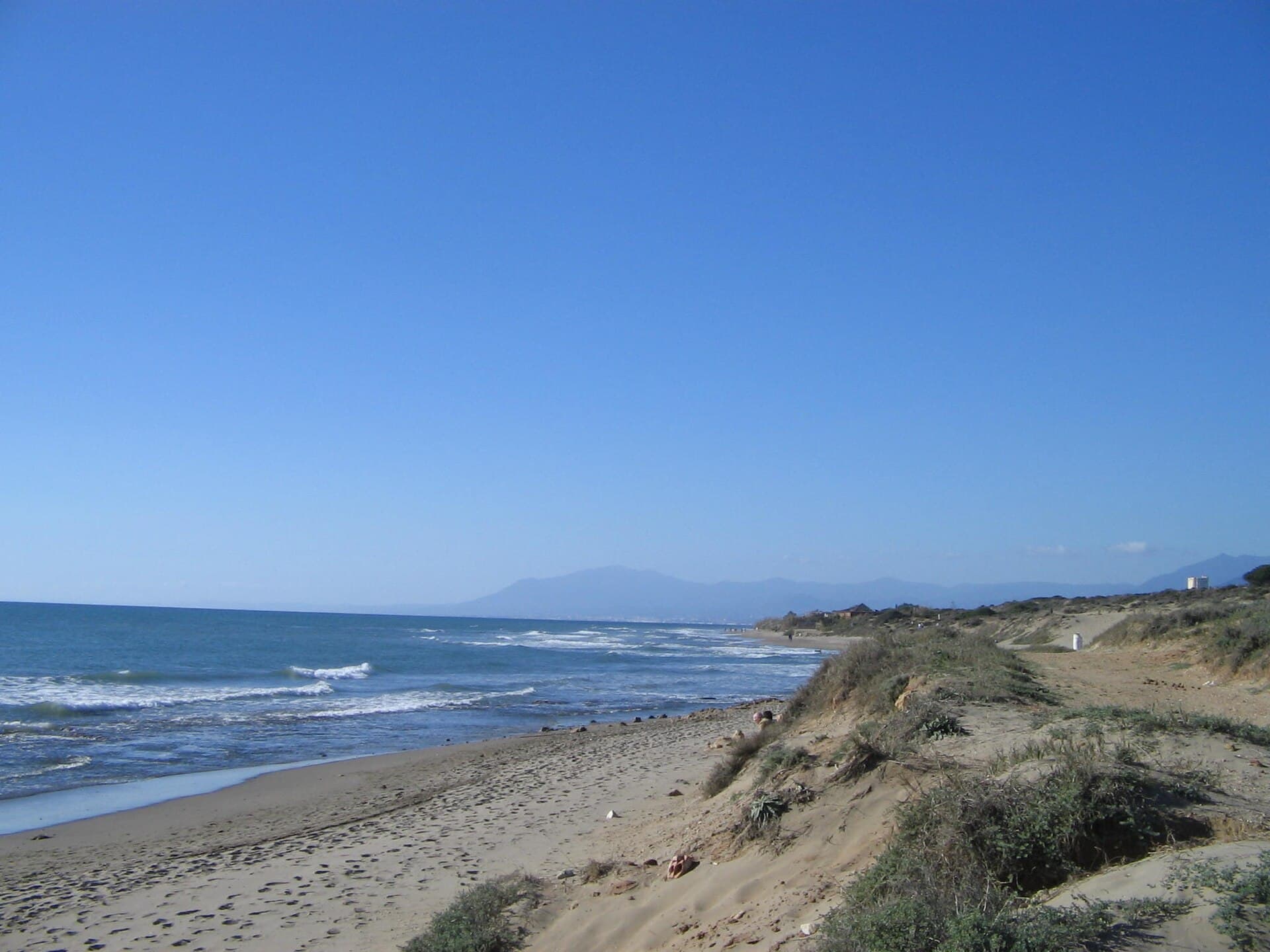 Cabopino beach beside the dunes