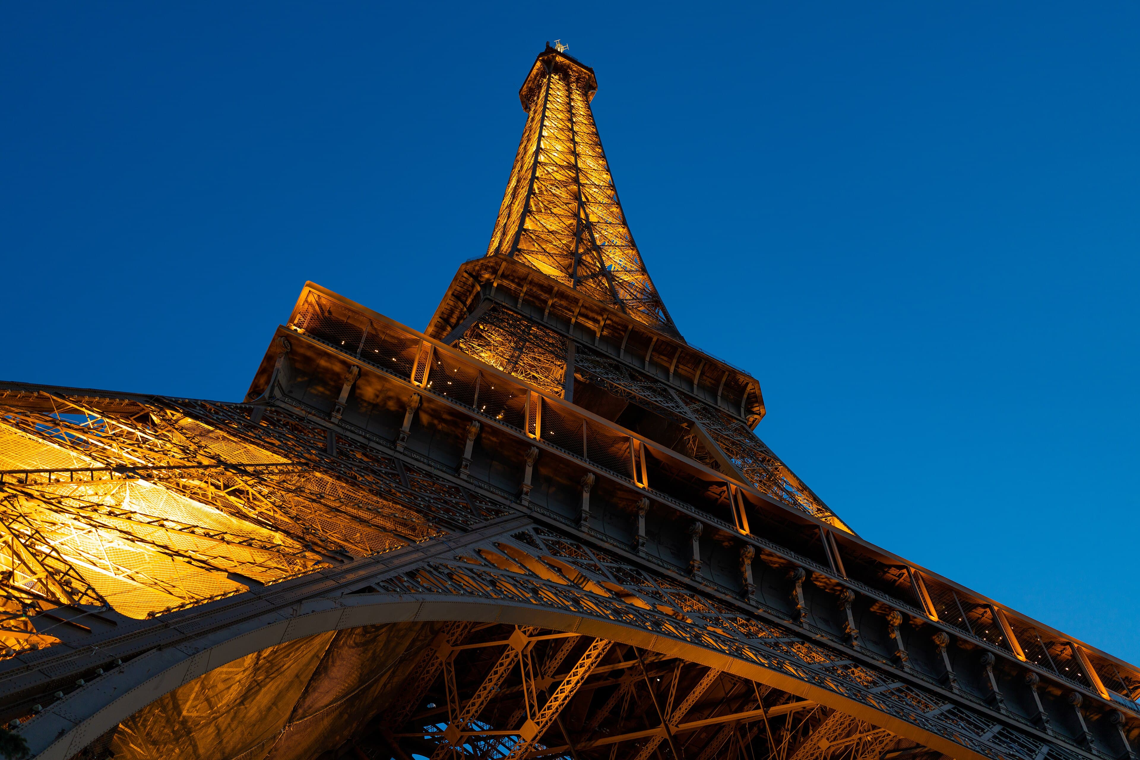 Eiffel Tower illuminated at night, Paris