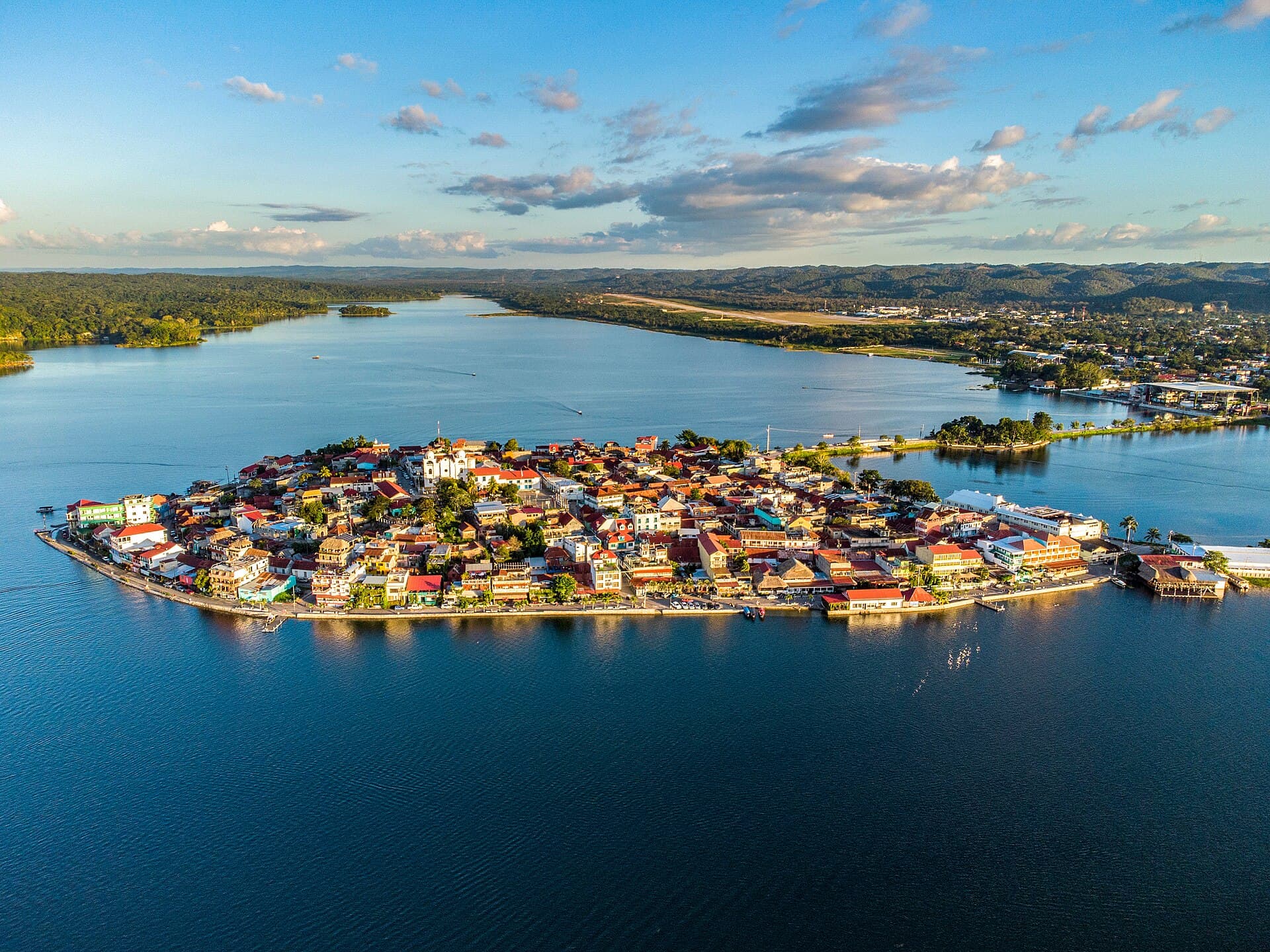 Flores island on Lake Petén Itzá