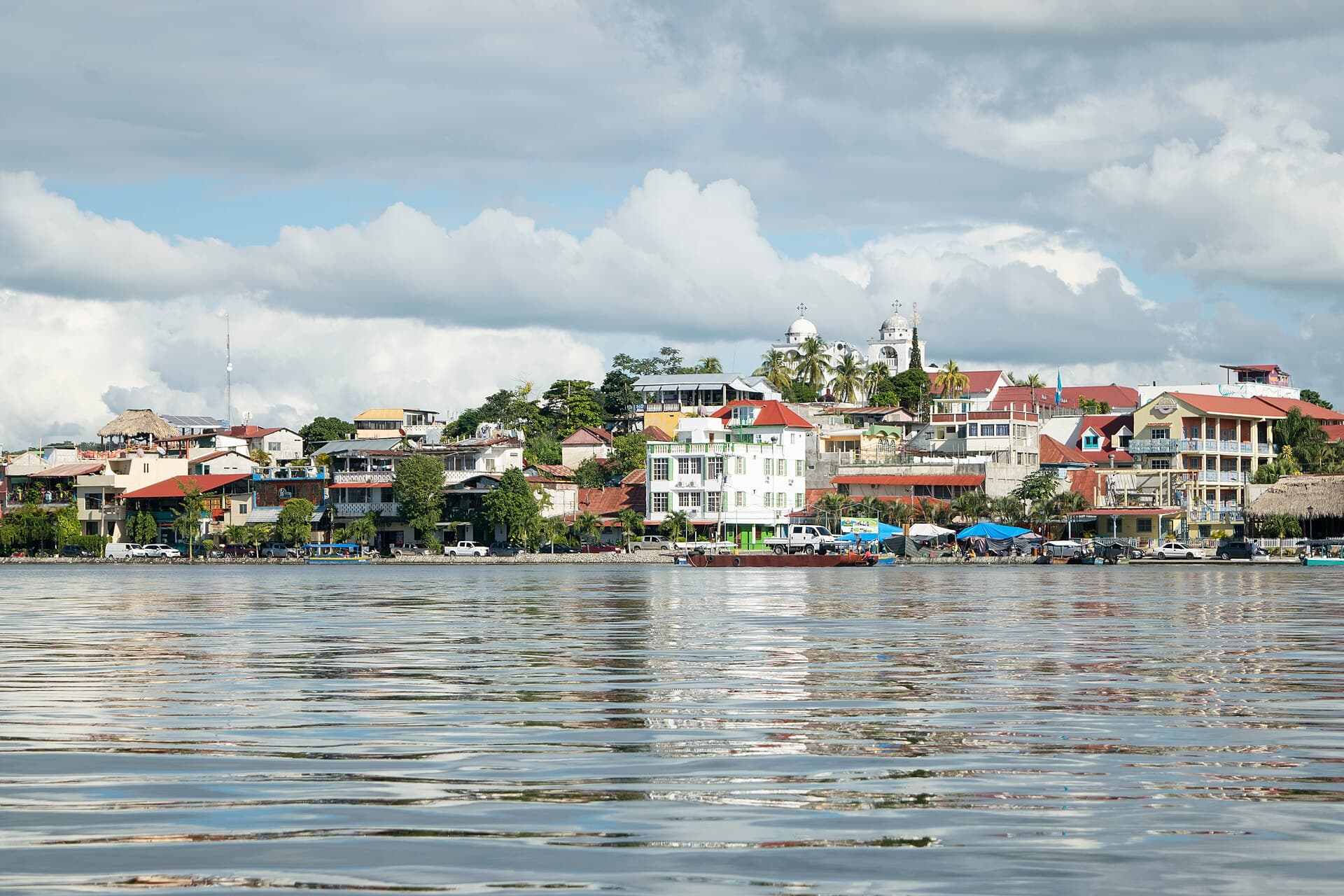 Flores island on Lake Petén Itzá