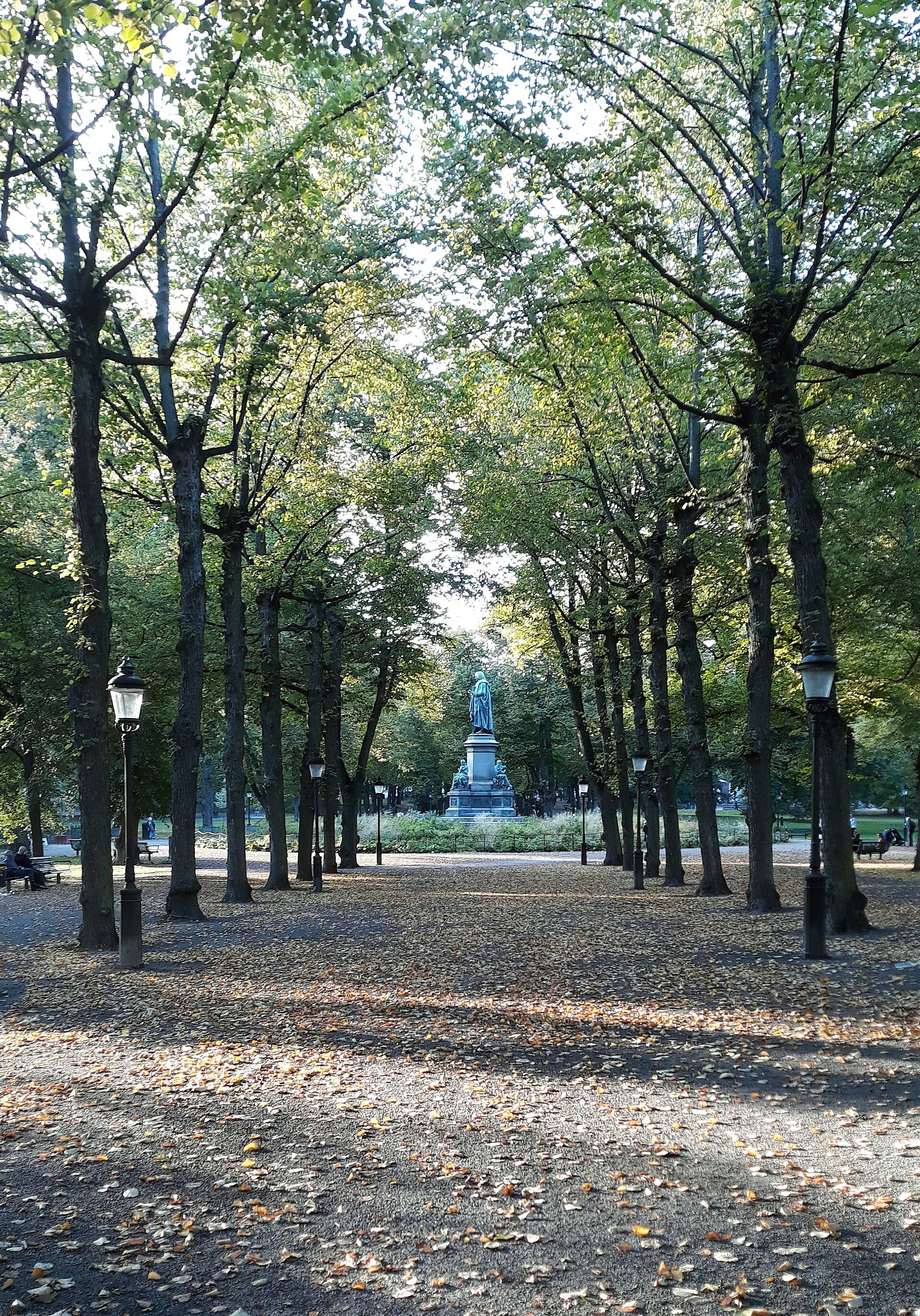 A statue at the centre of the park