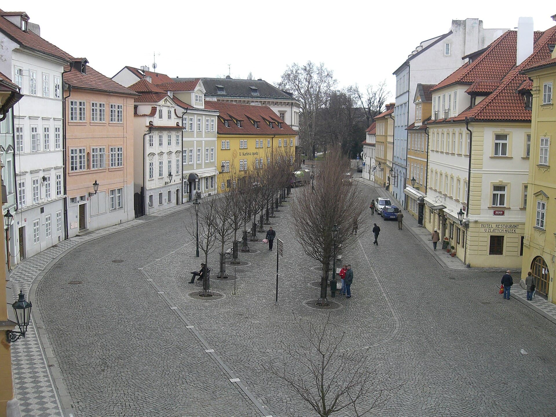 Kampa island on the Vltava with Prague Castle behind