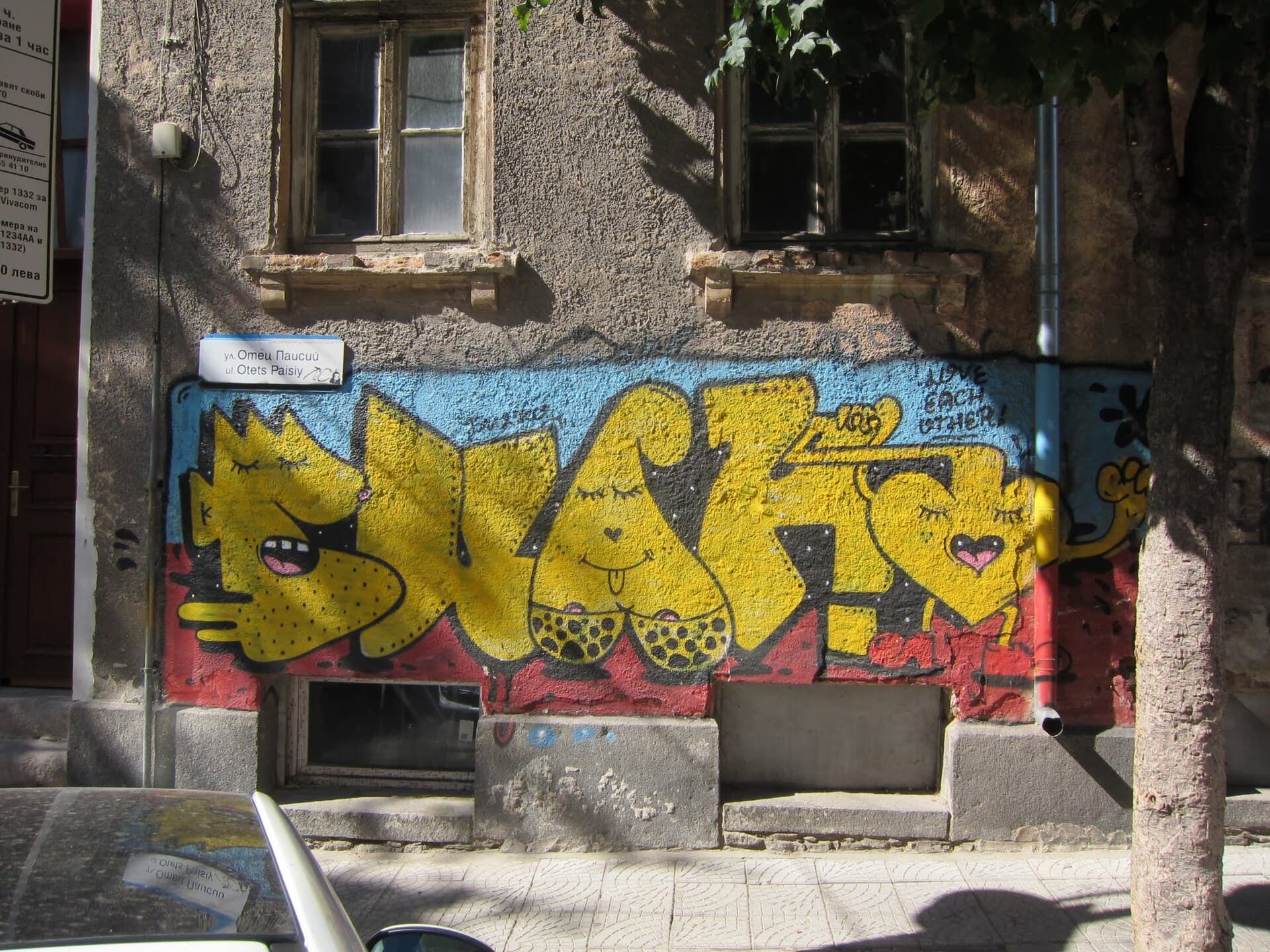 Artistic graffiti on the quarter's walls