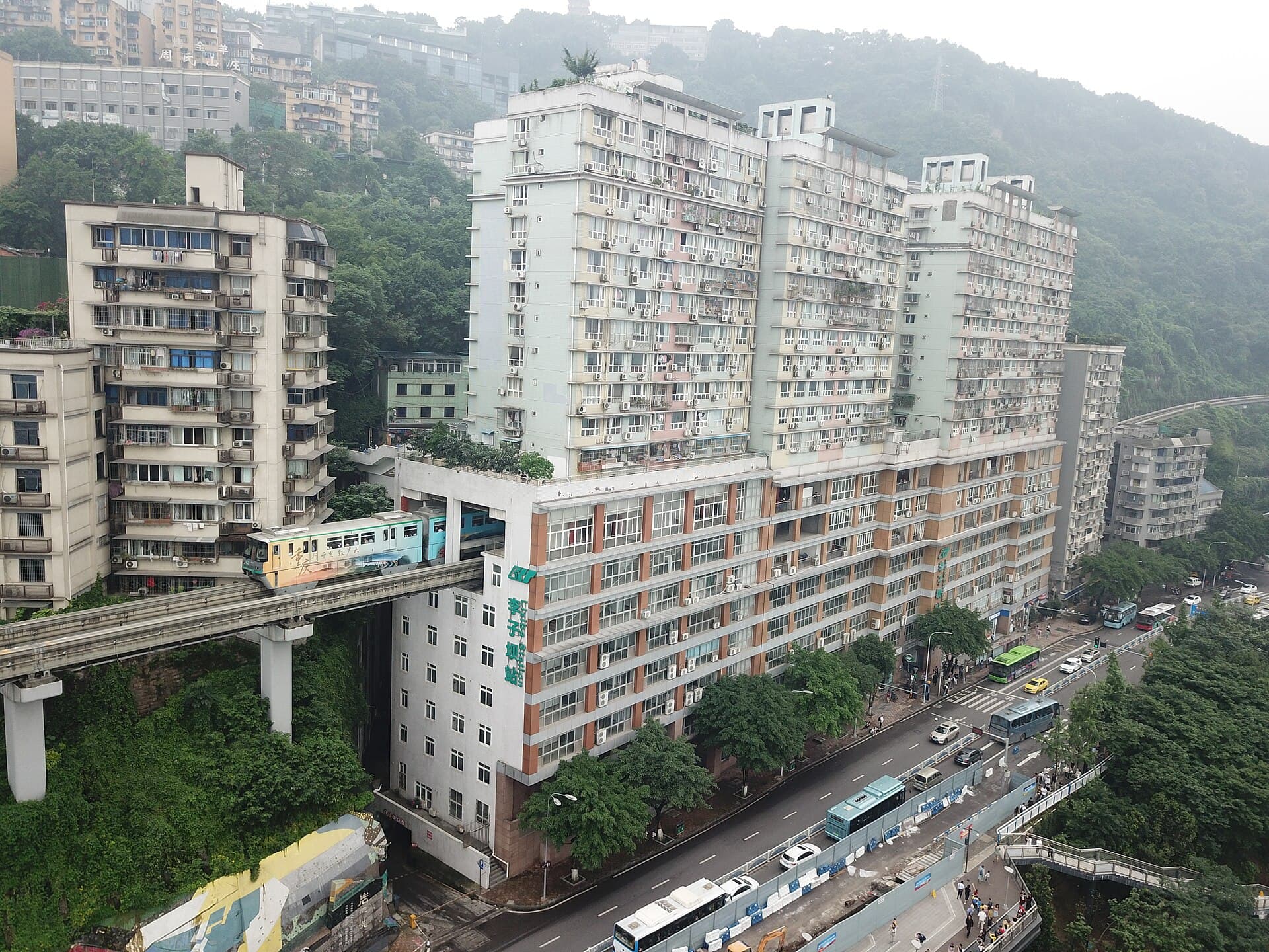 Liziba Station: the Train Through a Building