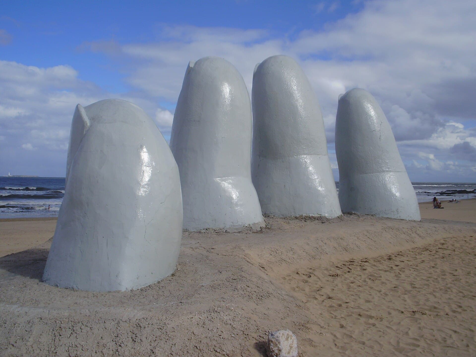 The Hand sculpture on Playa Brava