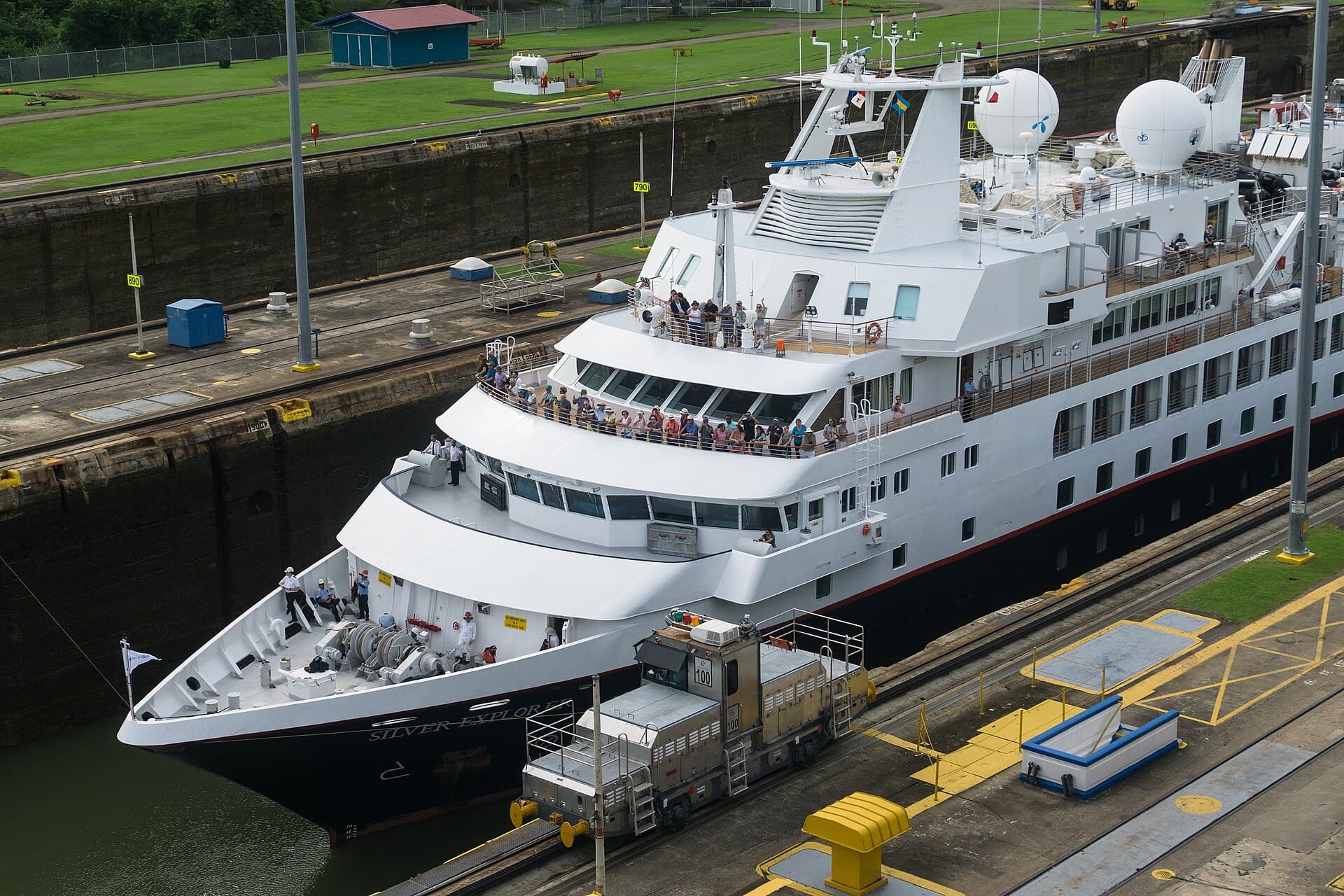 A ship passing the Miraflores Locks