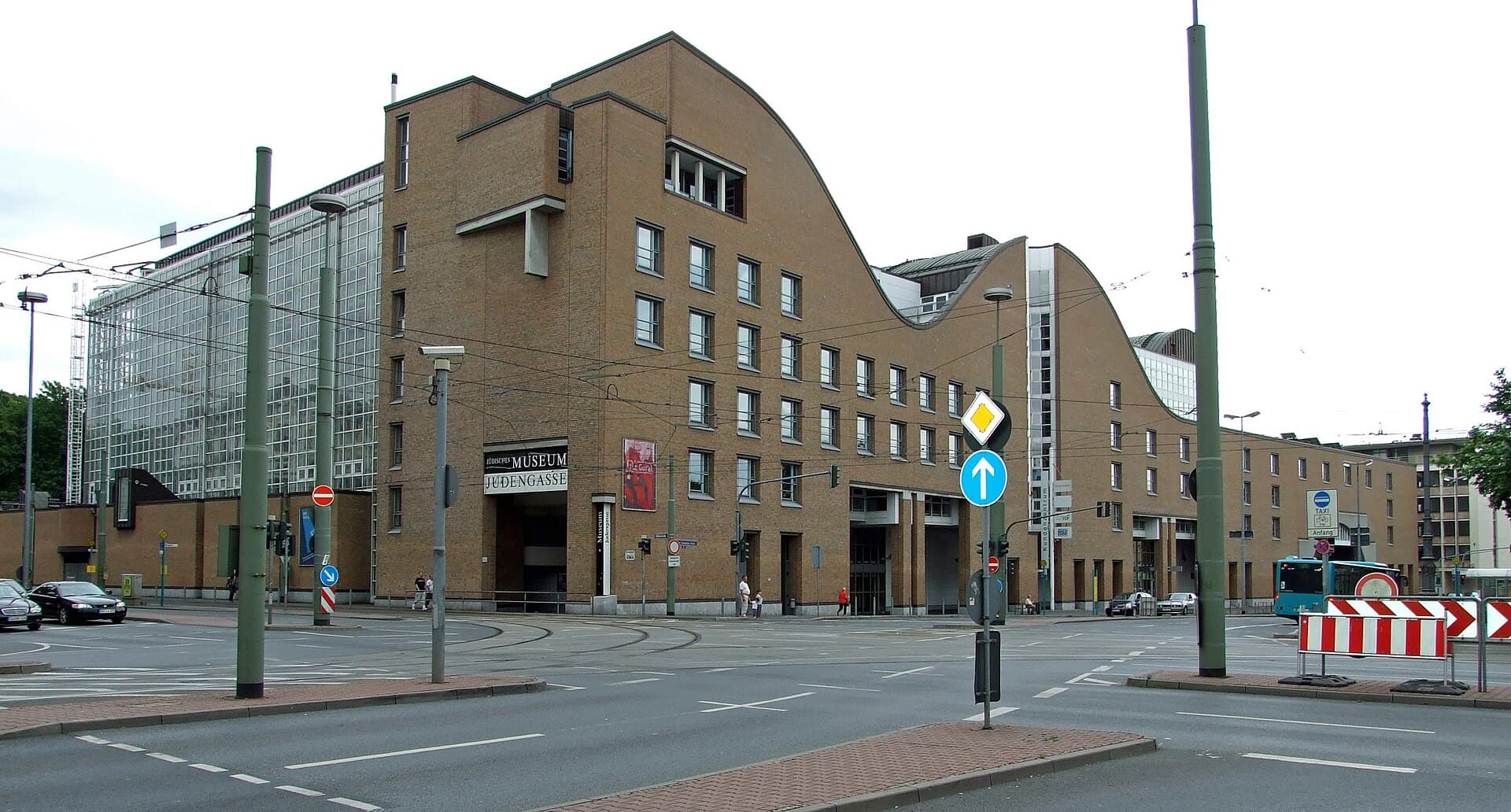 The preserved ghetto house foundations beneath the building