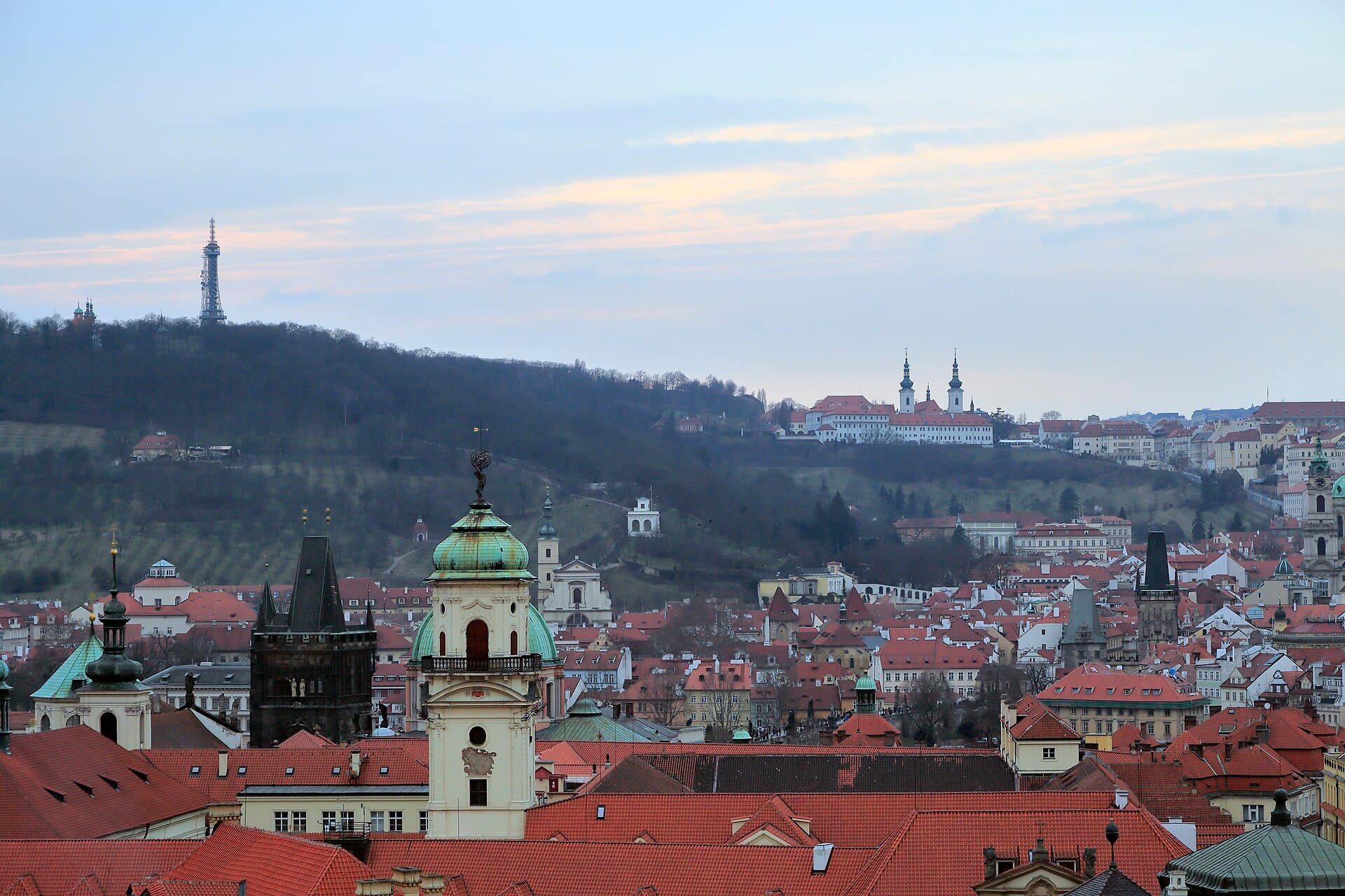 The Petřín lookout tower above Petřín hill, Prague
