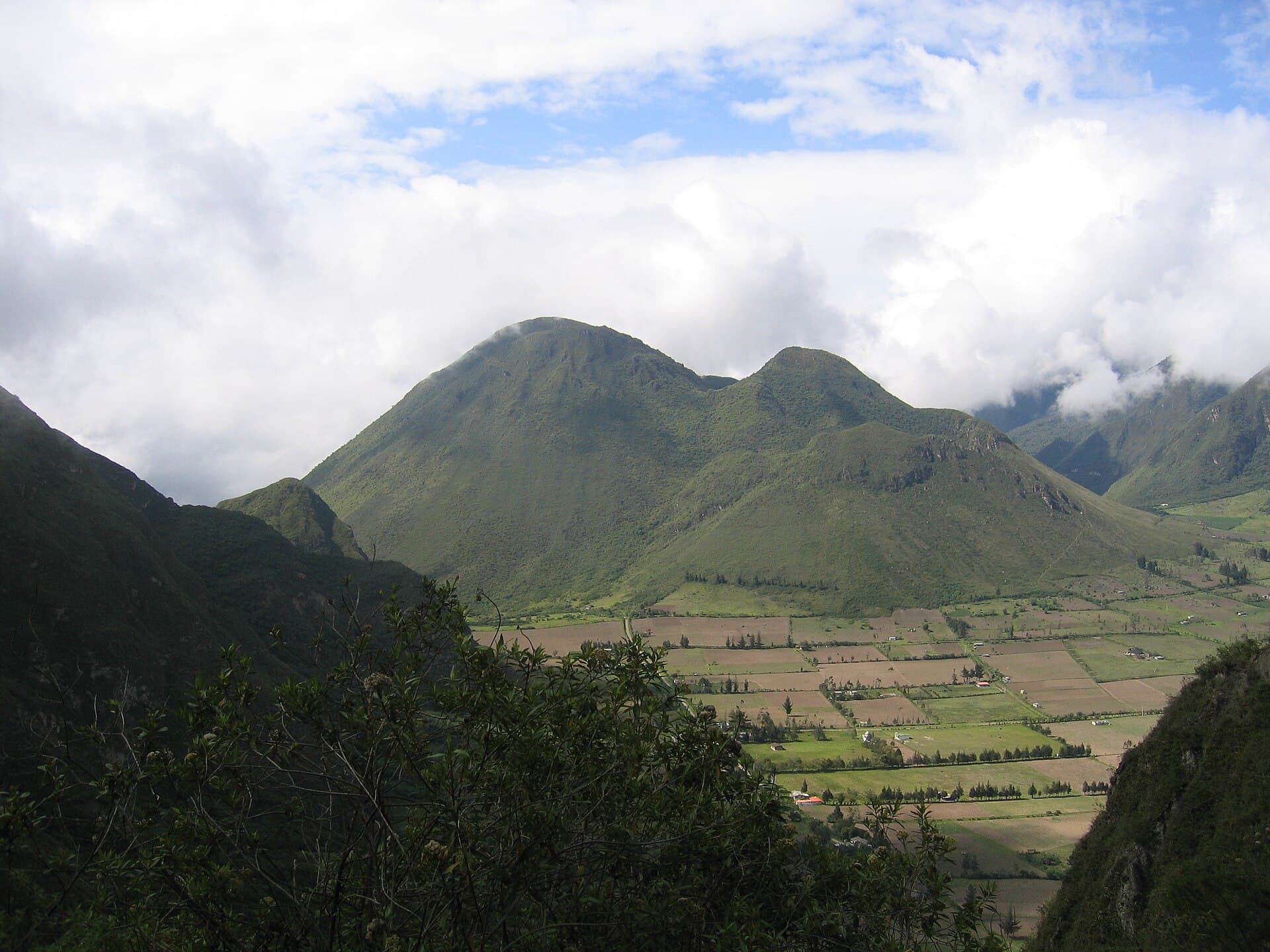 The farmed Pululahua crater north of Quito