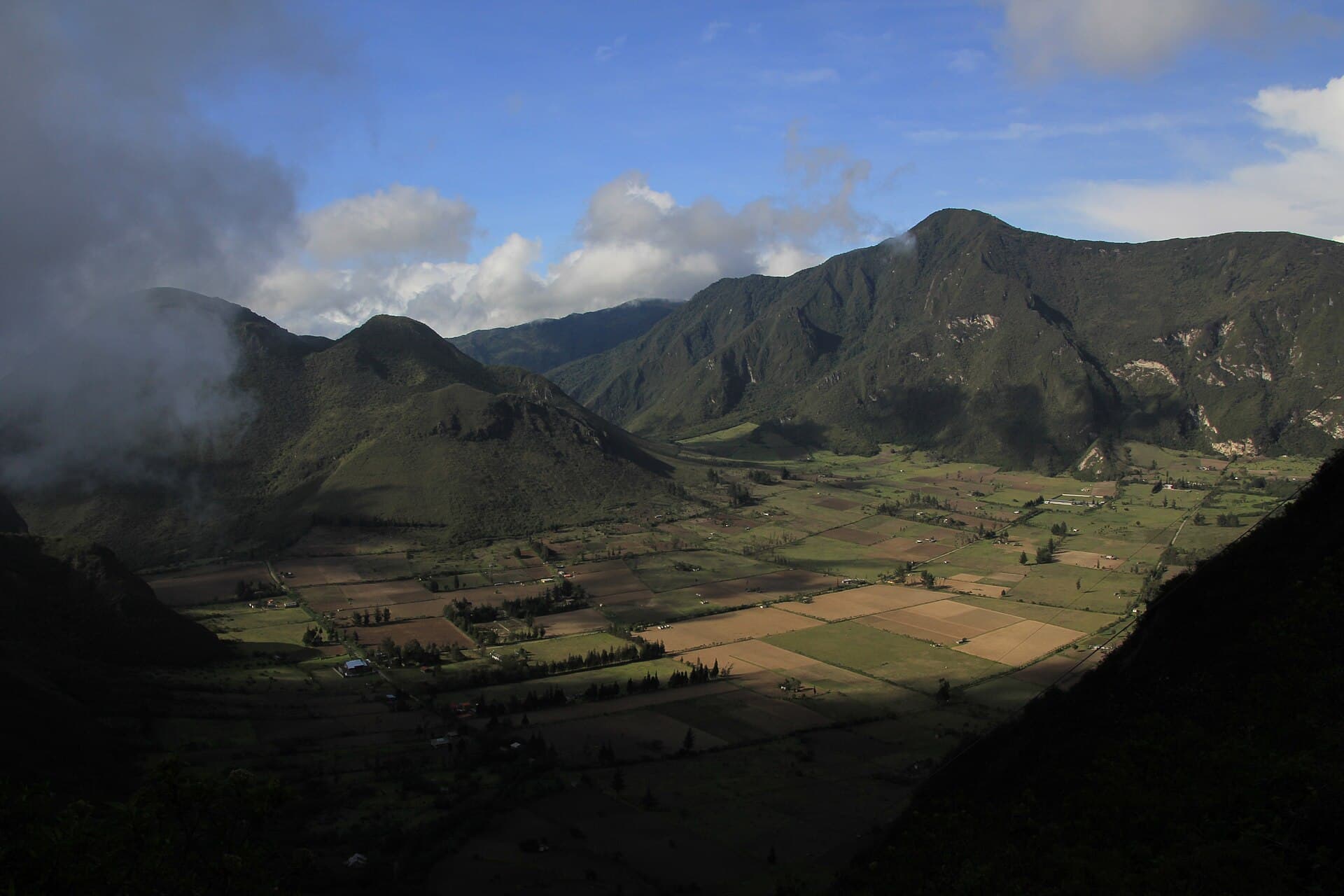 The farmed Pululahua crater north of Quito