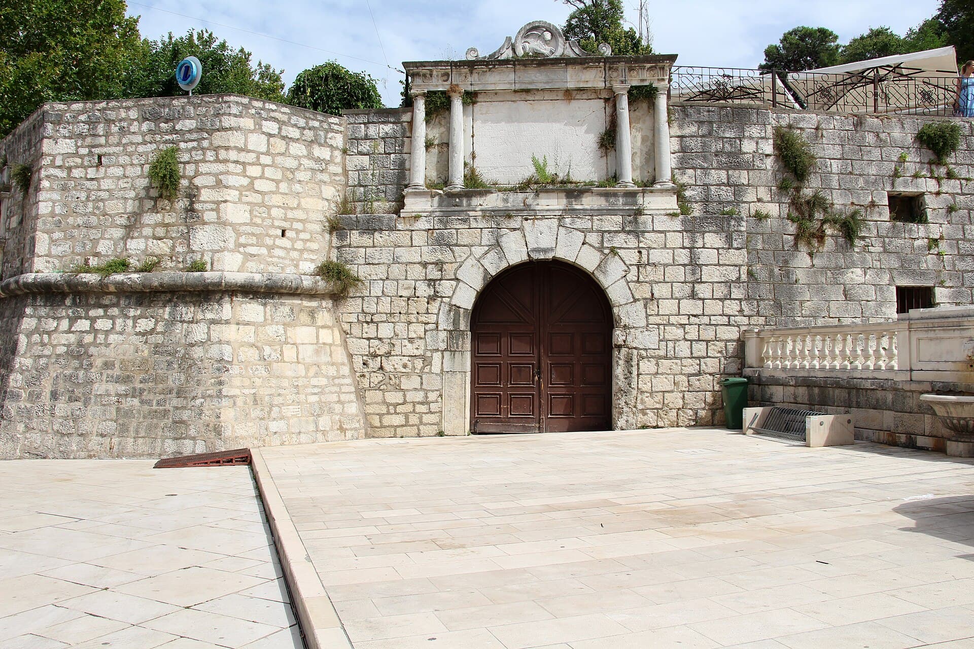 The Grimani bastion wall the park sits on, from the square below