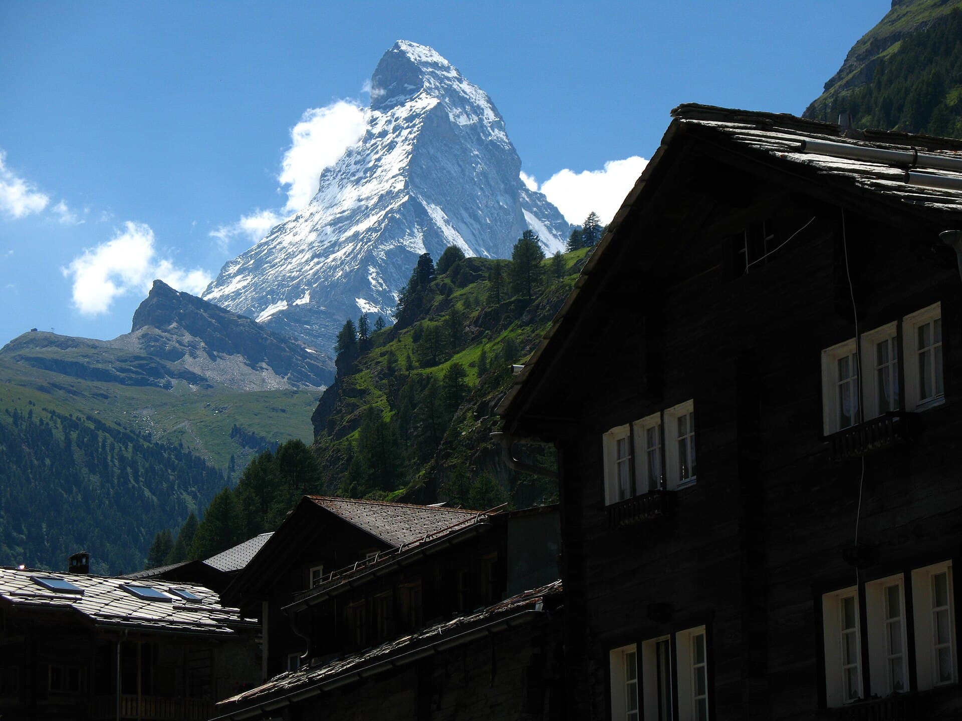 The Matterhorn from the church square in Zermatt