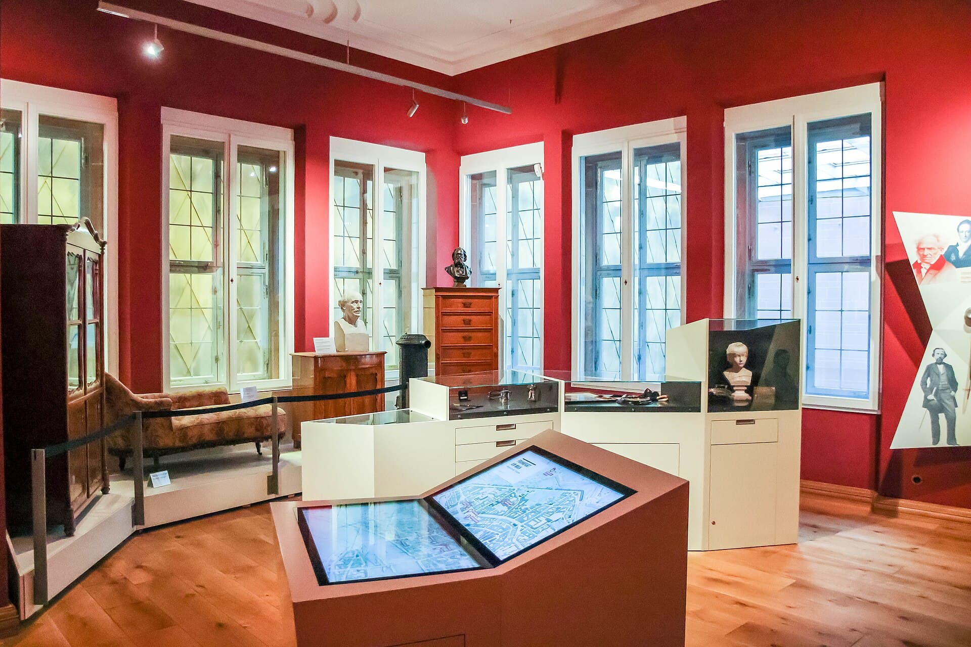 The display room with Stoltze's manuscripts and his paper