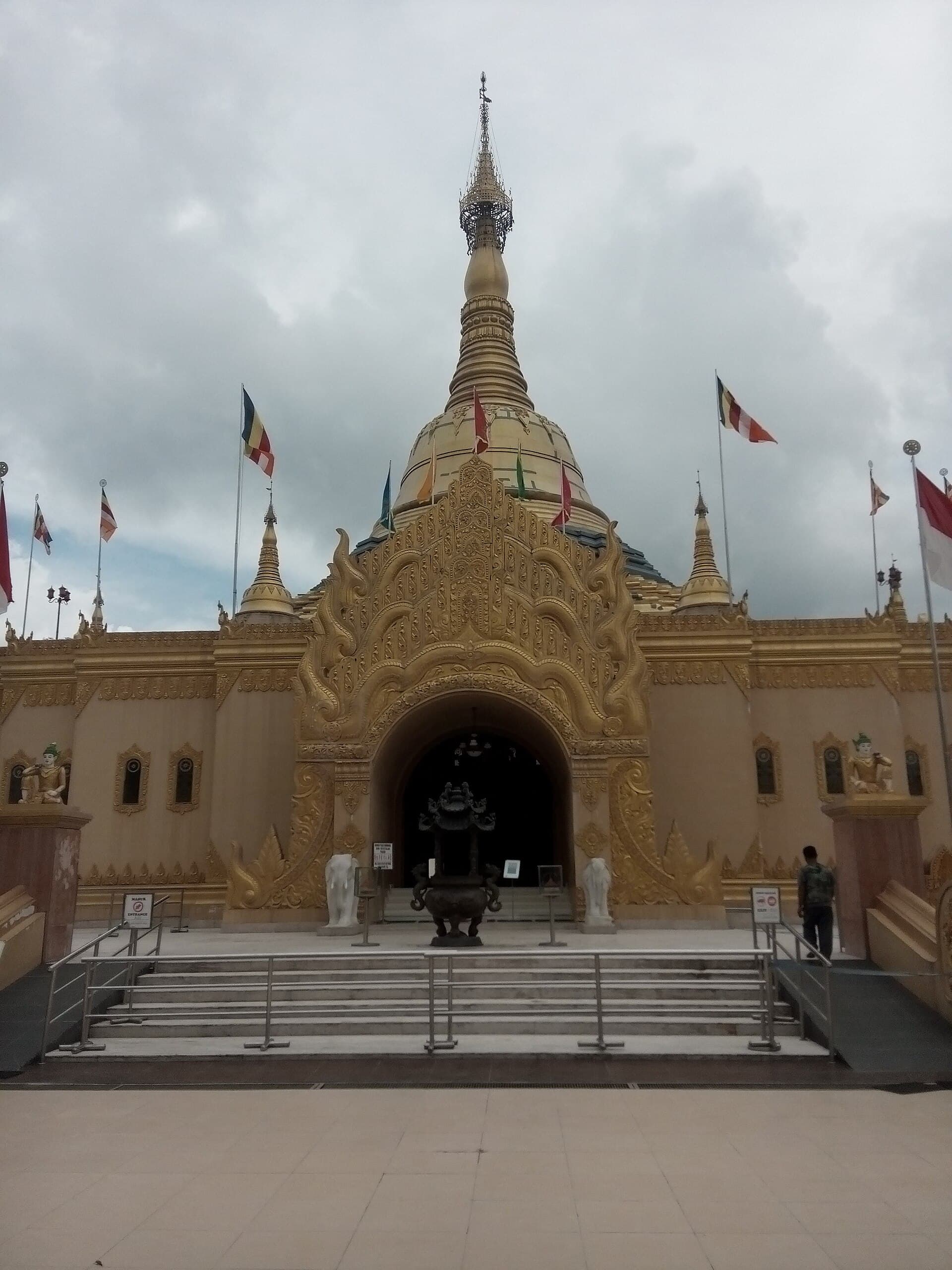 Golden pagoda at Taman Alam Lumbini near Berastagi