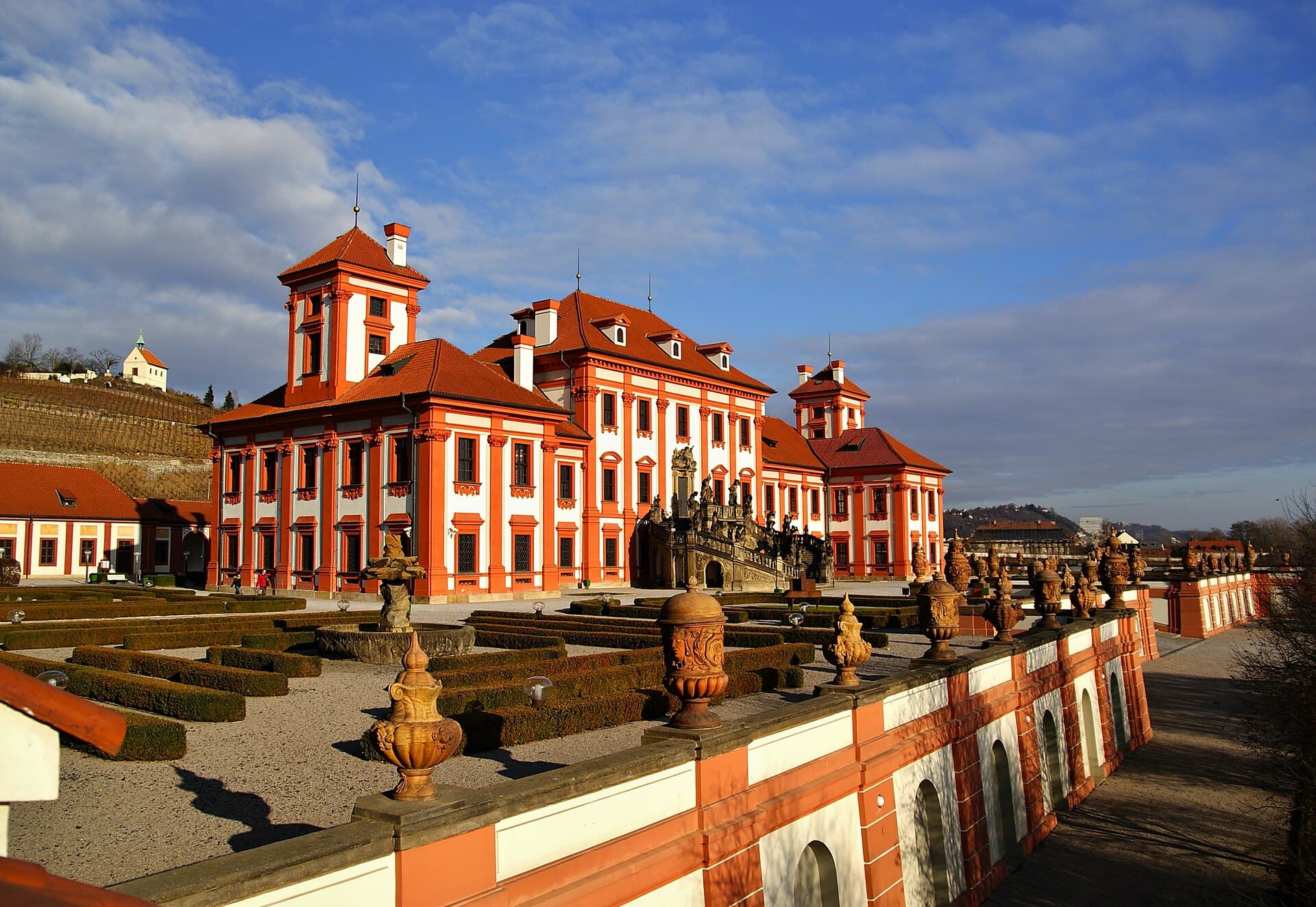 The Baroque Troja Palace with its French garden and fountain, Prague