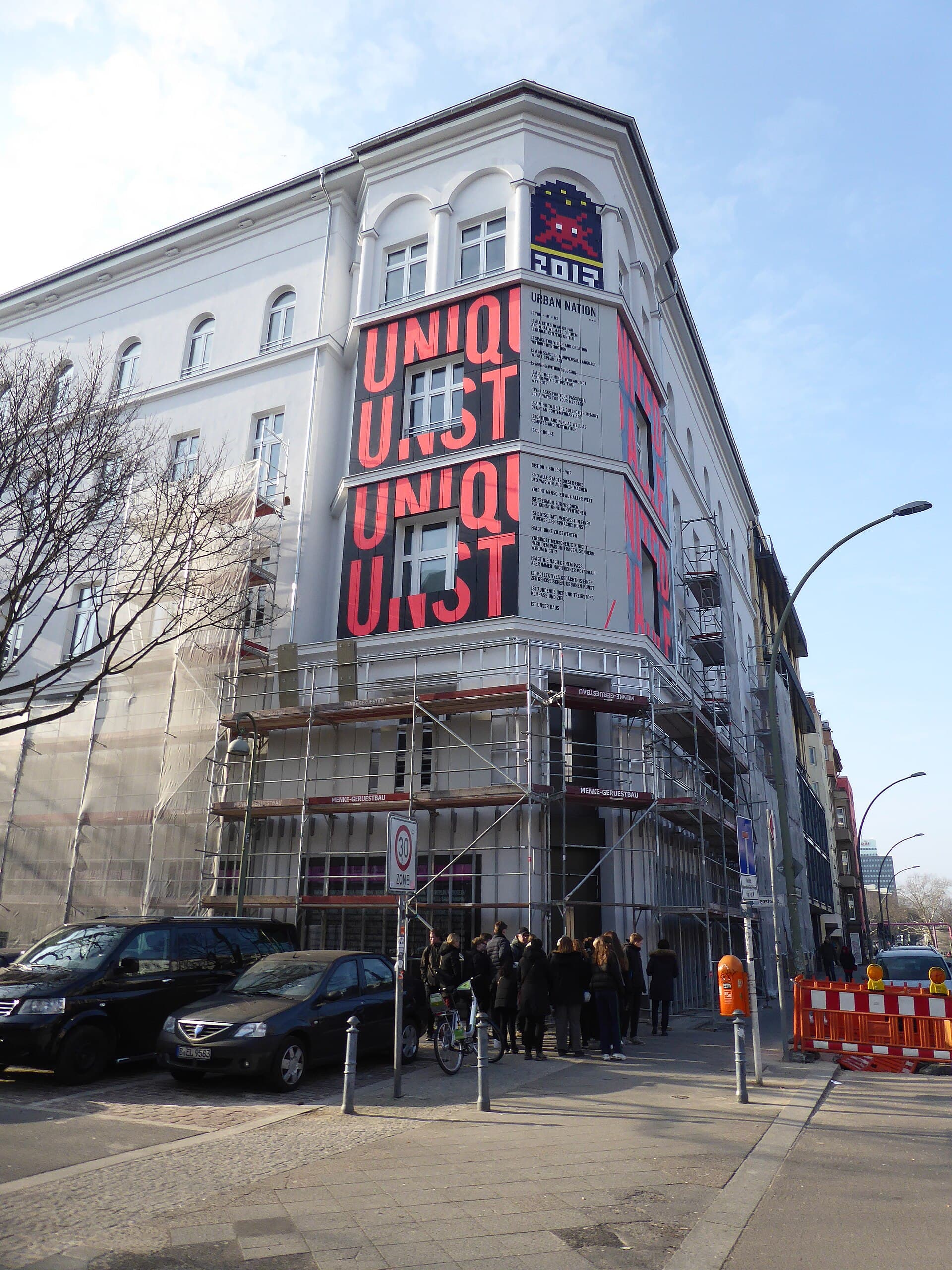 The museum's painted facade on Bulowstrasse