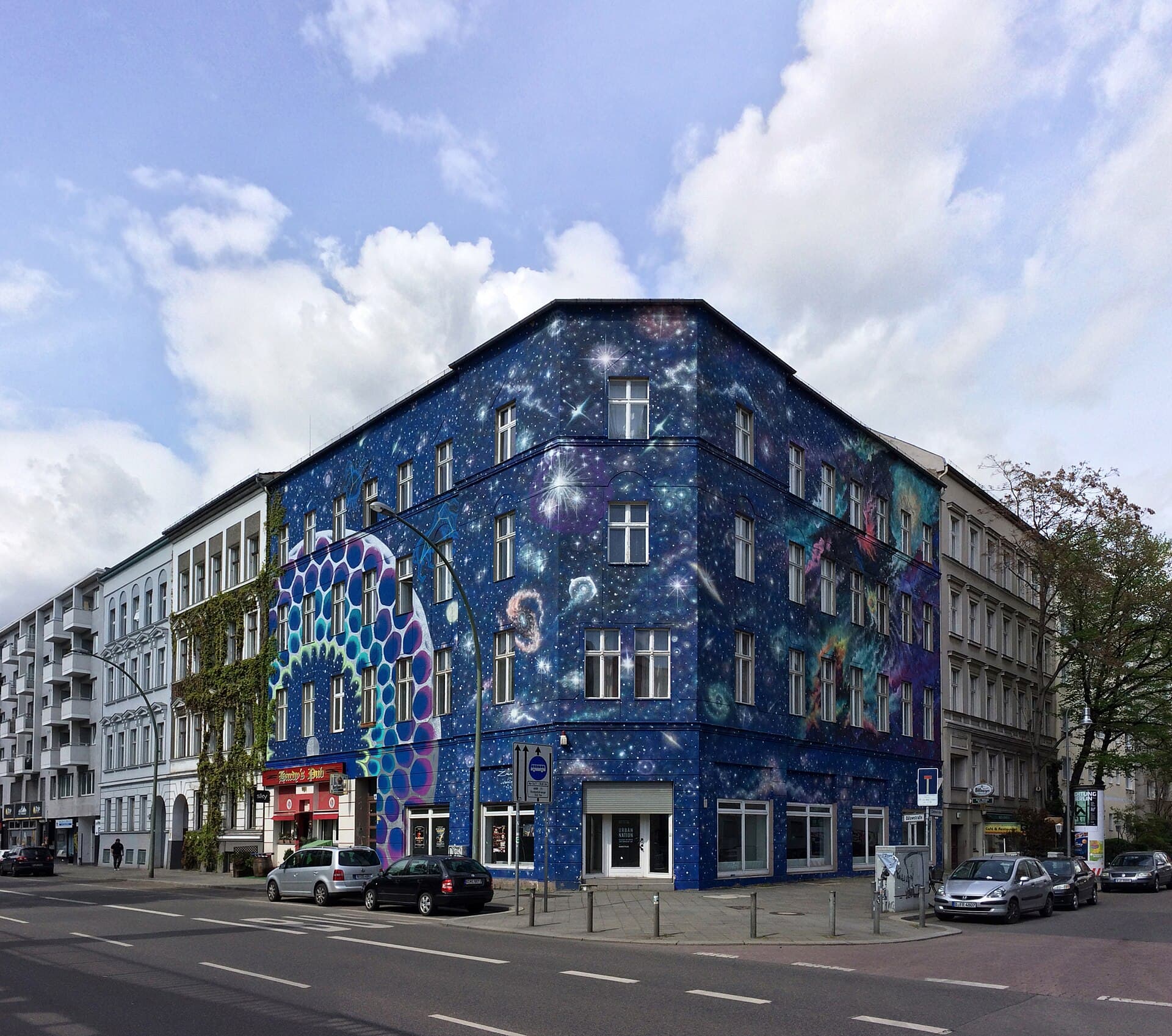Marina Zumi's mural across the building front