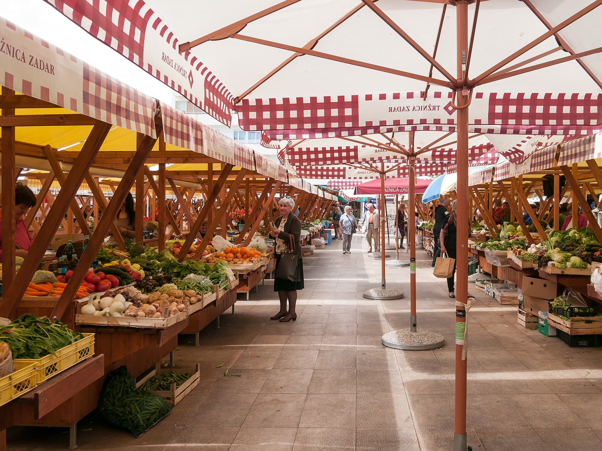 Fruit and vegetable stalls at Zadar's central market
